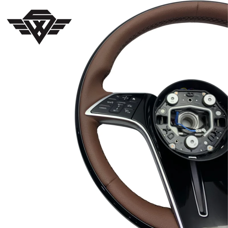 Premium Dual Peach Wood Brown Leather Steering Wheel Custom for Benz W205 W212  809 AMG W223Y W218 W219  Bespoke Styling
