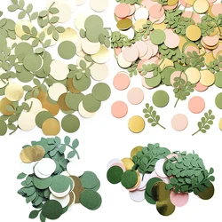 1Pack Sage Leaves Confetti Multi Green Pink Round Paper Confetti Wedding Birthday Baby Shower Party Decorations Table Scatter