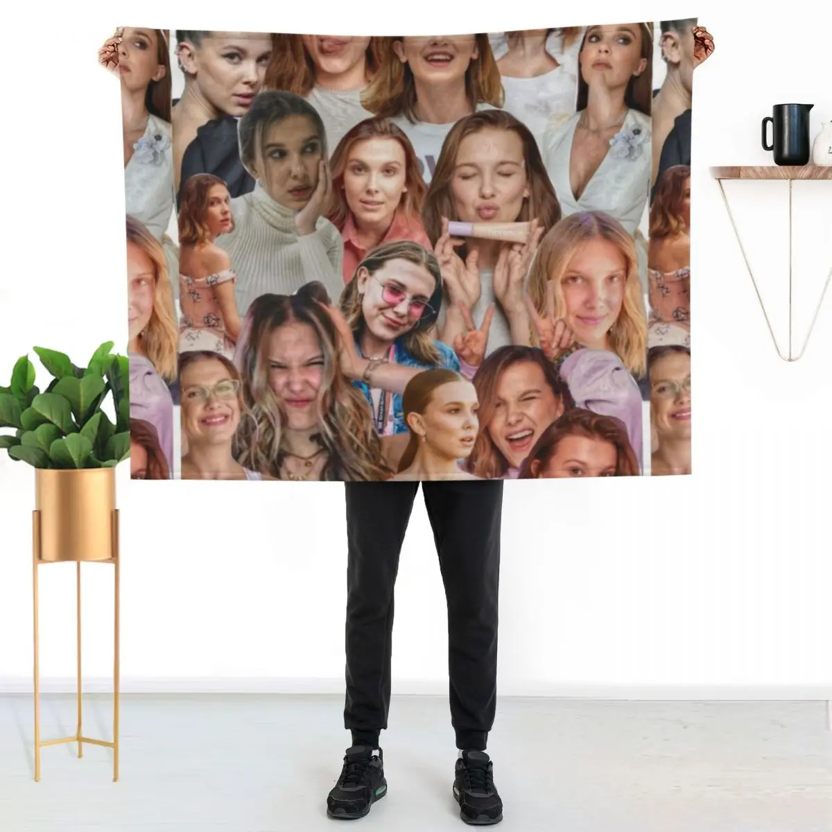 Millie Bobby Brown Edit Collage by Stasii Throw Blanket Sofa Quilt Soft Big Plush Softest Flannel Fabric Blankets