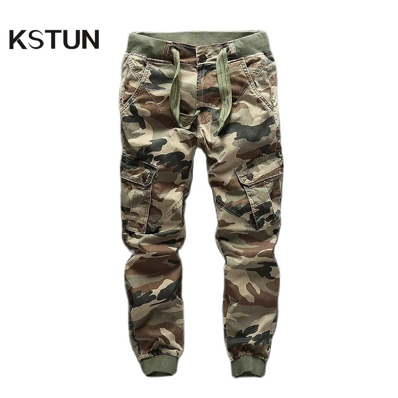 

KSTUN 2024 Cargo Pants Men Slim Trendy Camouflage Drawstring Streetwear Men's Trousers Casual Pants Joggers