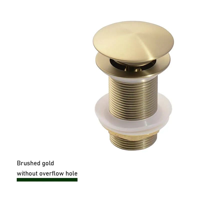 Badkamergootsteen Push Down Pop-up Stop Afvoer in geborsteld goud, mat zwart, wit, rosé goud, goud, chroom wastafelaccessoires