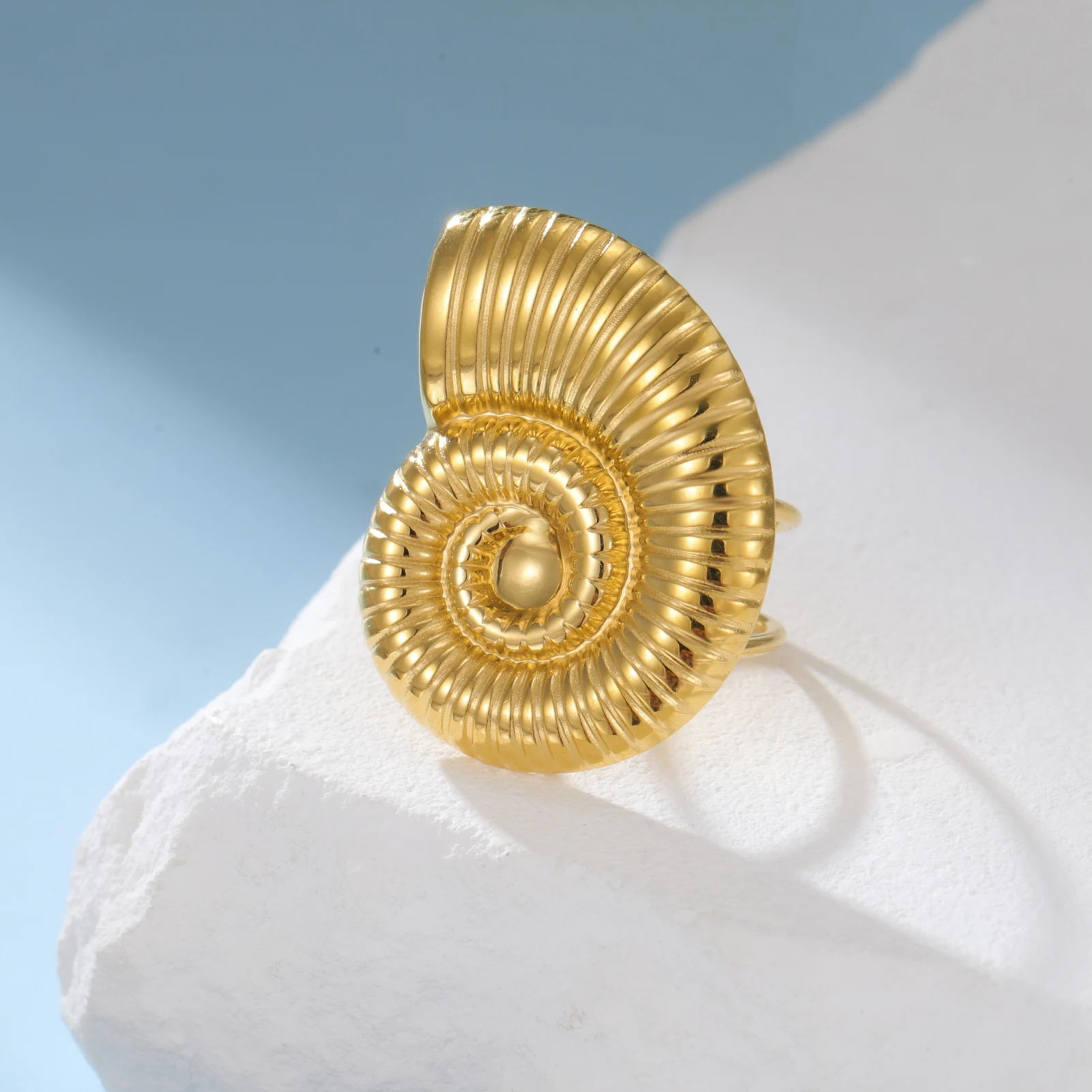 COOLTIME Mode Blumenring für Frauen Edelstahl Gold Farbe Gardenia Kamelie Blume Offener Ring Schmuck Geschenk Neu – Detail 17