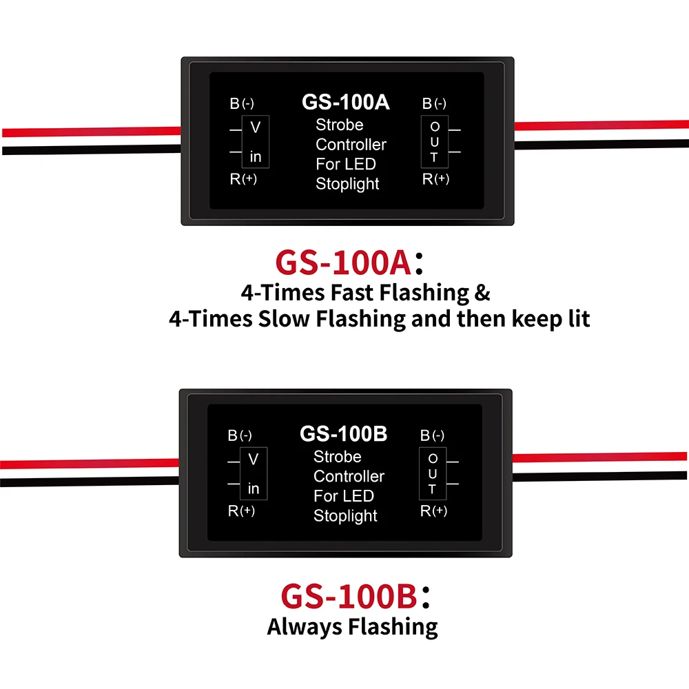 

GS-100A стробоскопическая мигалка, задний фонарь, модуль безопасности, светодиодный контроллер стоп-сигнала для мотоцикла, управление автомобильным освещением