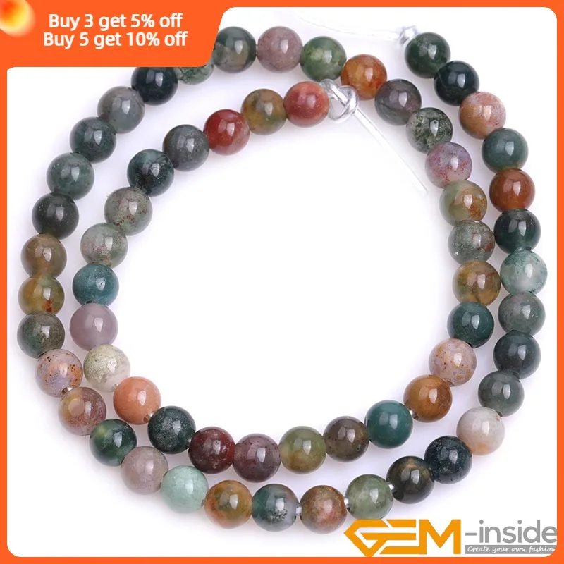 Natural 2mm Big Hole Indian Agates Round Bead For Jewelry Making Strand 15\