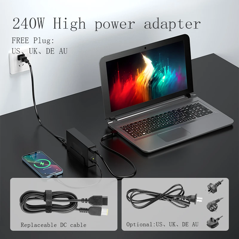 Imagem -03 - Carregador de Alta Potência para Laptop Adaptador ac para Dellalienwaremsilenovohprazerasusacermechrevohaseechicony 240w