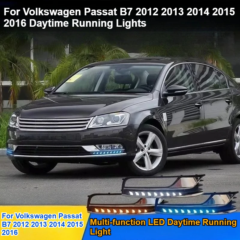 

Led Daytime Running Light Flowing Turn Signal DRL Front Fog Lamp Accessoies For Volkswagen Passat B7 2012 2013 2014 2015 2016