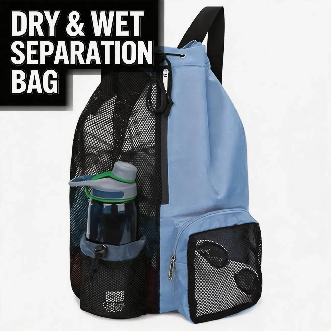 Partitioned Compartment Swimming Gym Backpack Adjustable Strap
