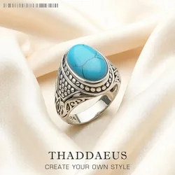 Personal Lucky Ring Oval Blue,Ethnic Fine Jewerly For Women Men  Autumn Energetic Gift In 925 Sterling Silver