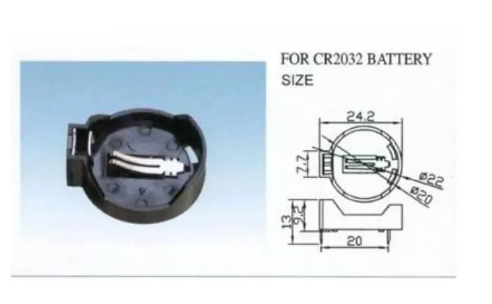 CR2032 CR1220  Battery Button Cell Coin Holder Socket Case Black