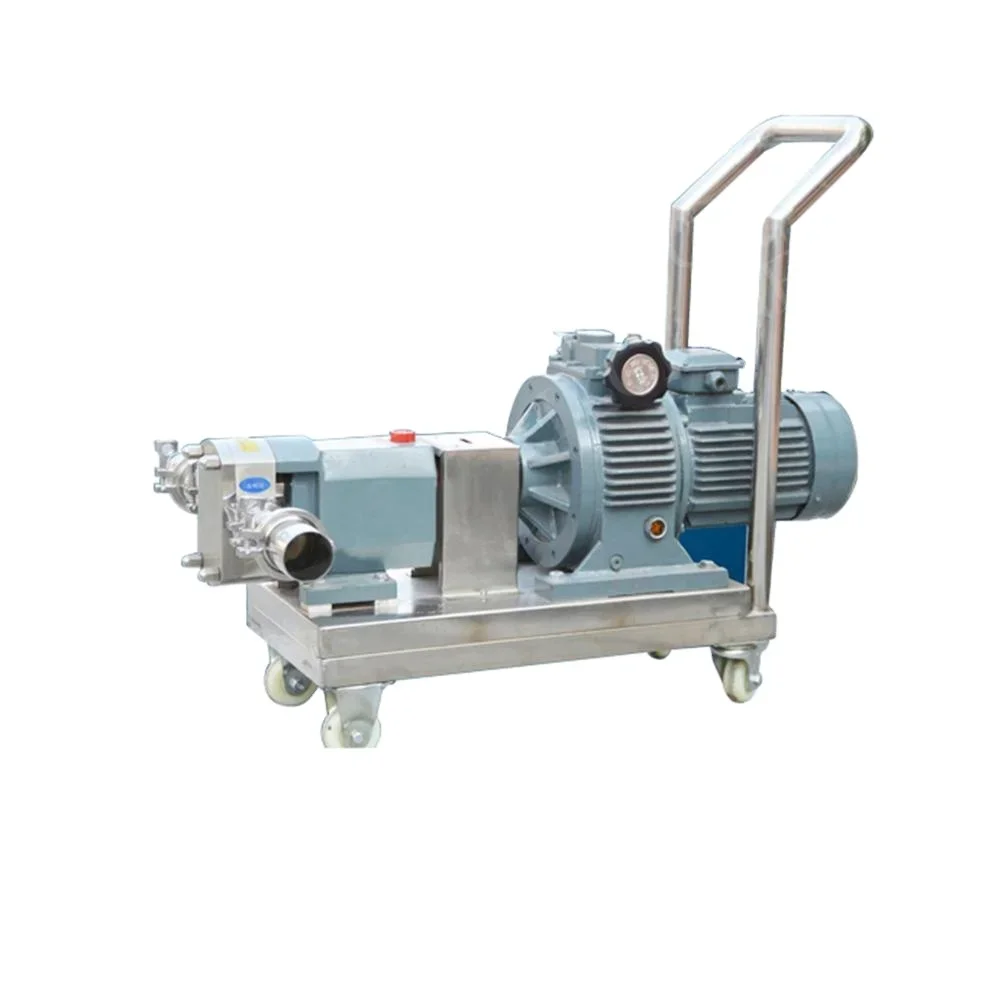 

Food Grade SS304 SS316L 2HP Sanitary Rotary Lobe Pump With Trolley Mobile Rotor Pump