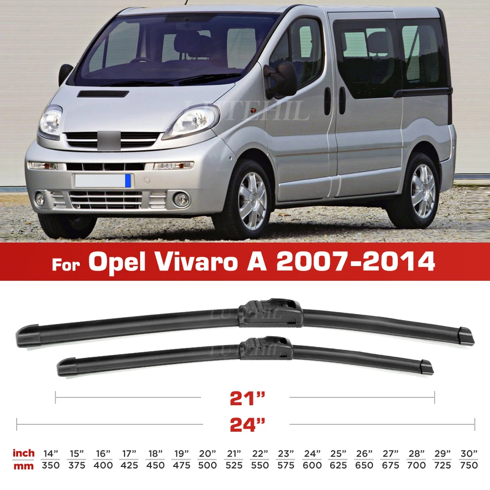 ممسحة لأوبل فيفارو A 2001-2014 2002 2003 2004 2005 2006 2007 شفرات أمامية للزجاج الأمامي فرشاة نافذة 24 "+ 21"