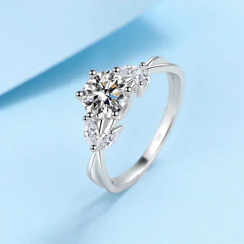 Exquisite Store Lady 1CT Moissanite Ring, 18K White Gold Wedding Engagement Ring for Women Originales Certificados