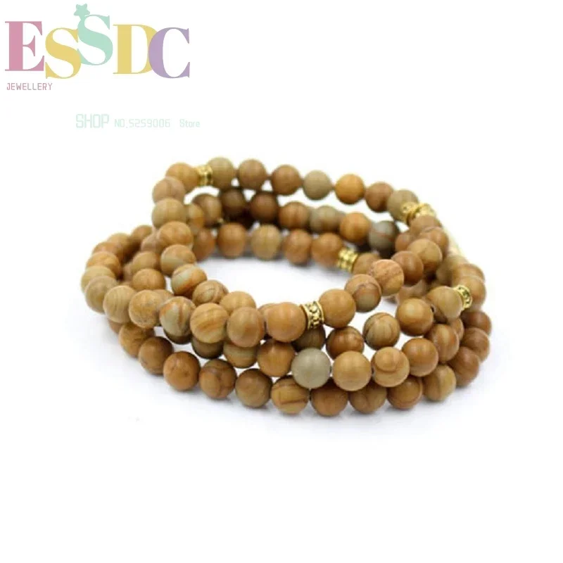 New Design Hot Sale Natural Serpeg Giante Stone 108 Male Beads Wrap Bracelet or Necklace Tree of Life Charm Yoga Healing Jewelry
