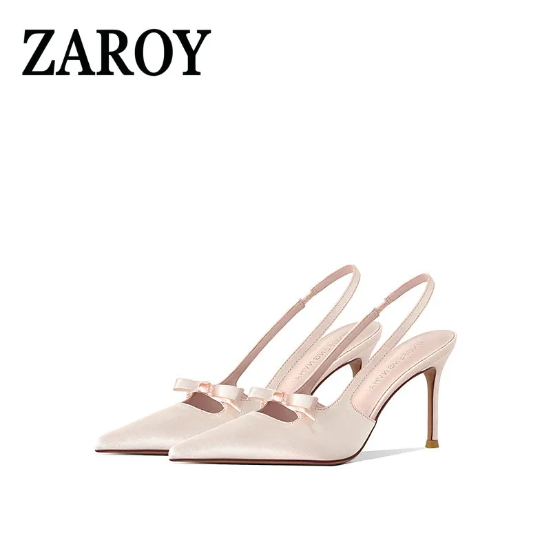【Outlet Clearance】2026 New style pink fairy style hollowed-out high heels for women, French pointed-toe backheel sandals