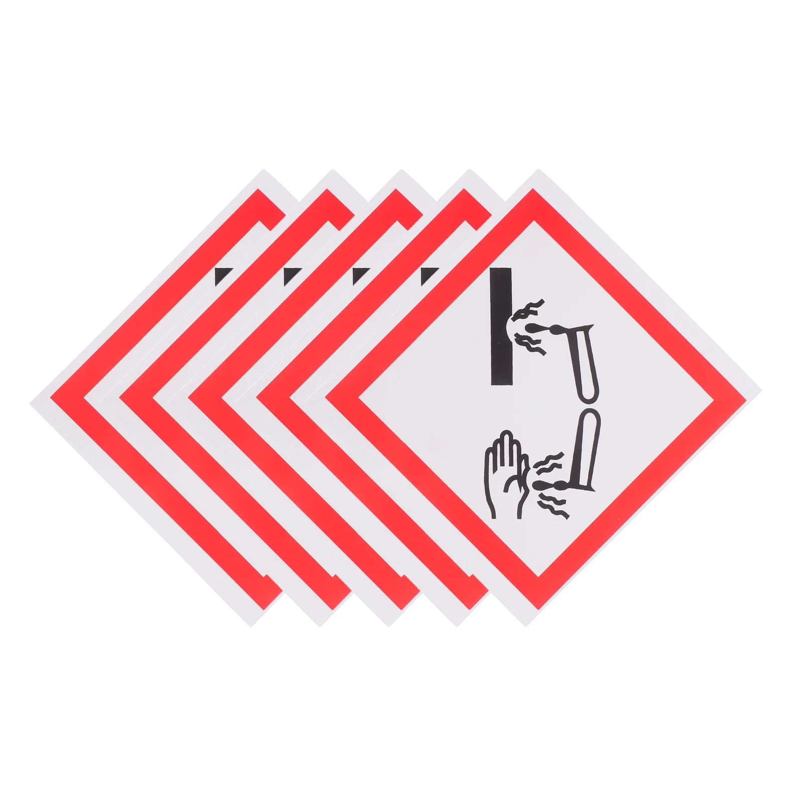 5pcs Corrosive Material Labels Safety Label For Hazmat Self-Adhesive Warning Sign Sticker Decals Industrial Chemical Pictogram