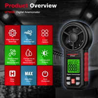 HABOTEST HT5005 Digital Anemometer High-Precision Bear Measures Air Flow Temperature CFM CMM CMS Max Min Data Hold Measur Tool