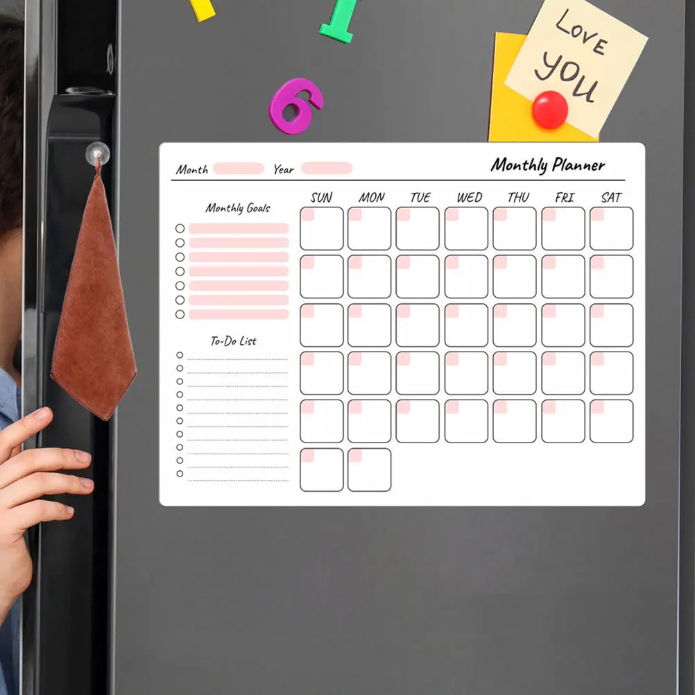 مجموعة واحدة من لوحة التخطيط المغناطيسية القابلة للمسح للثلاجة ولوحة المسح الجاف ومنظم الجدول الزمني للوحات تخطيط المكاتب المنزلية للثلاجة #4