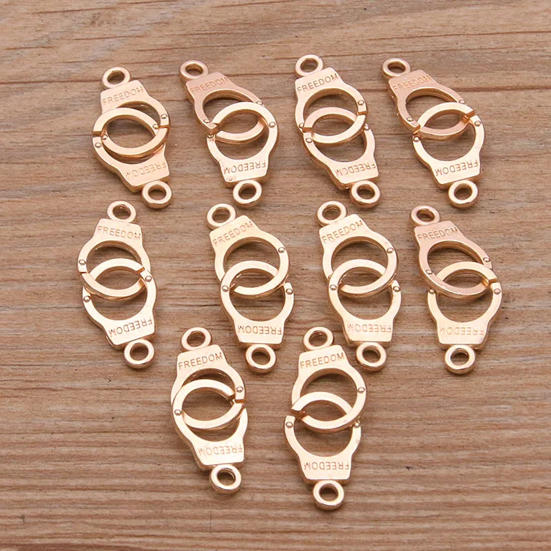 20Pcs 2 Color 2021 New Hollow Small Handcuffs Charms Connector Handmade Decoration Vintage For DIY Jewelry Making Findings