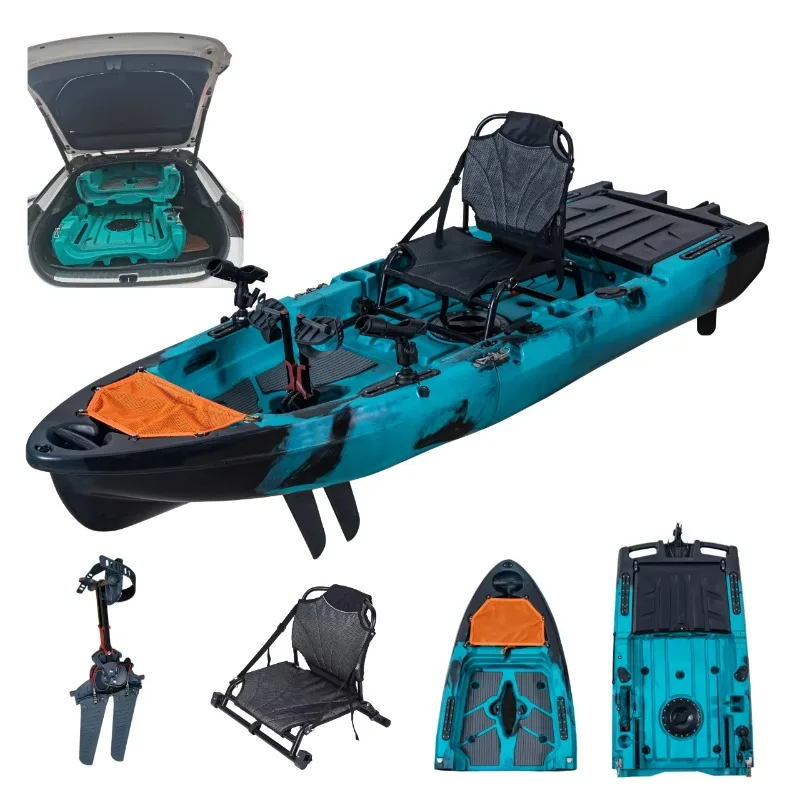 2.75 Meter Modular  Fishing Kayak Rowing Boat Pedal Drive Sea Fishing Kayak With Electric Motor Trolling Lightweight Motorized