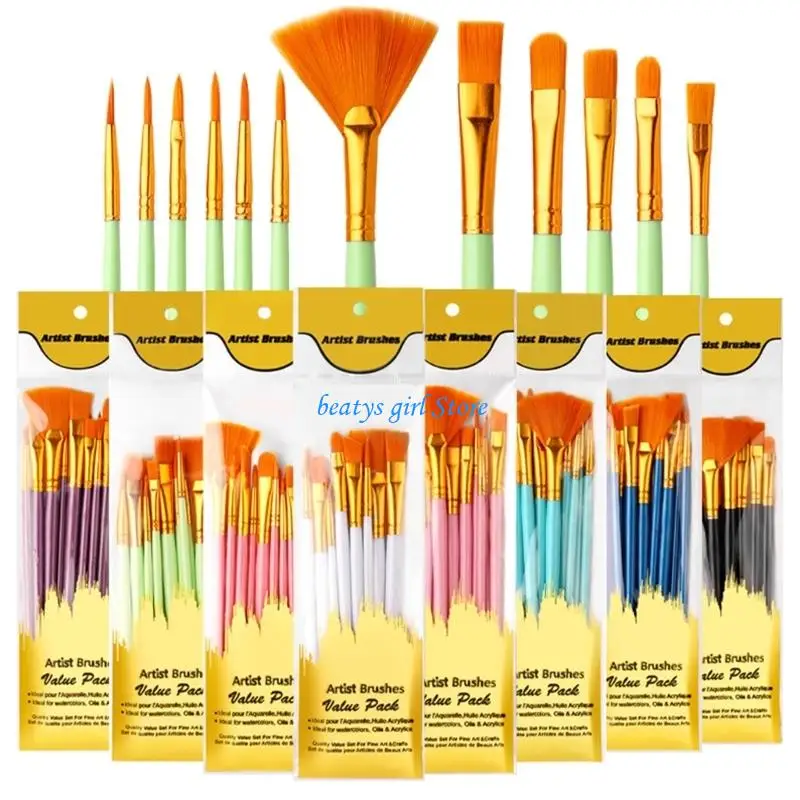 C7AB Pack of Smooth Strokes Professional Art Brushes Multipurpose Painting Brushes Set for Artists Students Detail Work