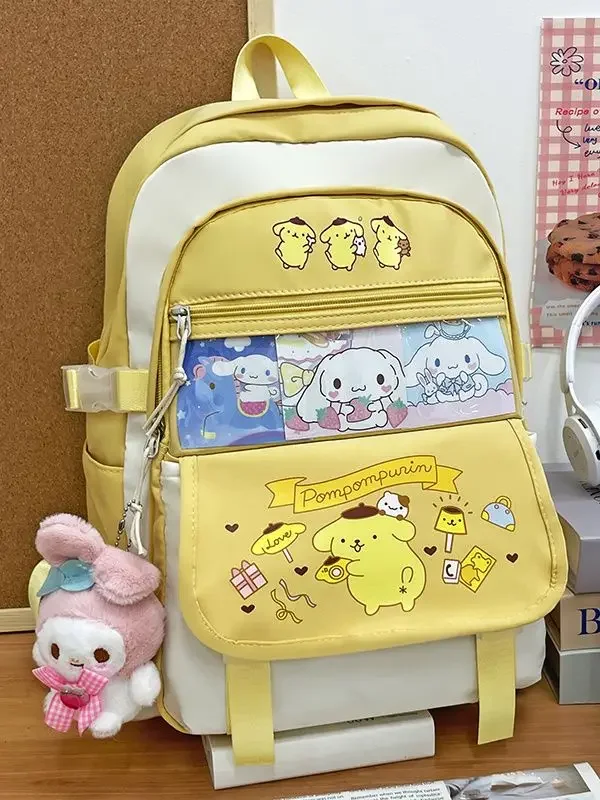 Sanrio กระเป๋าเป้นักเรียน clow M ใหม่, กระเป๋าเป้เด็กผู้หญิงน้ำหนักเบาน่ารักน่ารักยอดนิยม Cinnamoroll babycinnamoroll กระเป๋าโรงเรียนเมโลดี้