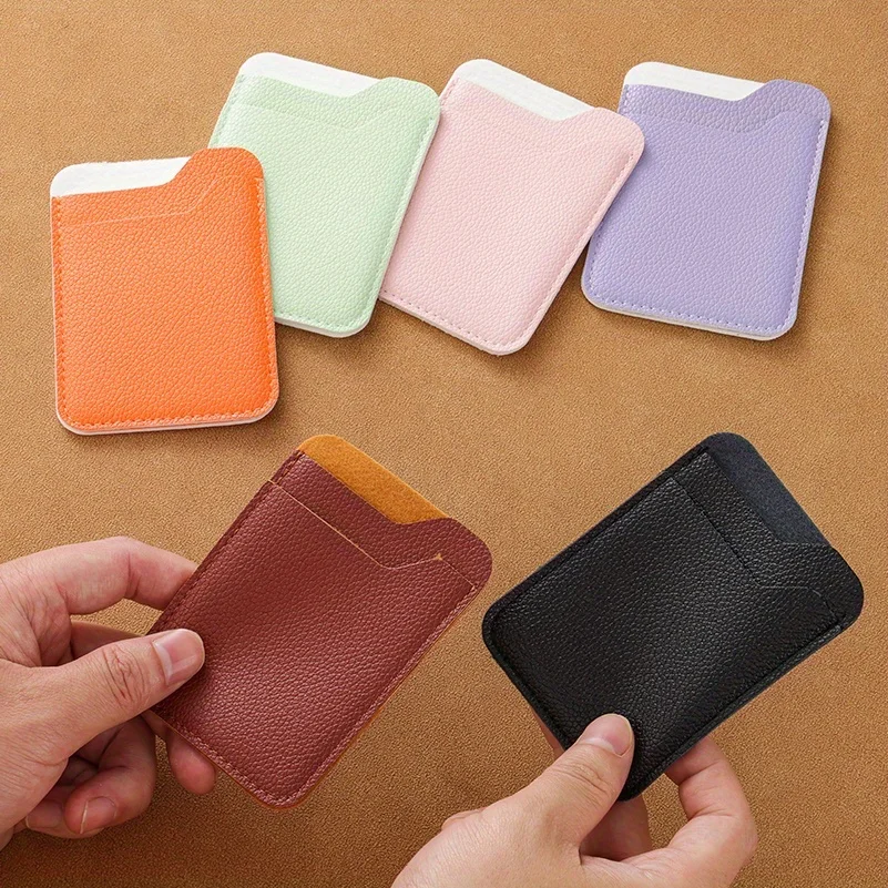 محفظة حامل بطاقات متعددة الأغراض للجنسين مع فتحتين للبطاقات، جلد صناعي متين، عنابي - منظم مدمج لبطاقات الهوية والنقود #3