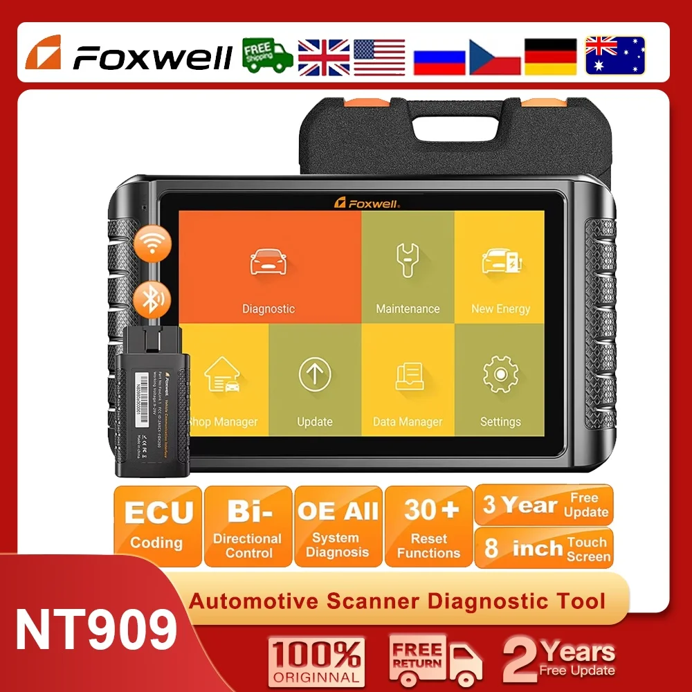 

OBD2 Все системы автомобильного диагностического инструмента FOXWELL NT909, двунаправленное кодирование ЭБУ 30, сброс CANFD VAG Guide, инструменты для автомобильного сканера