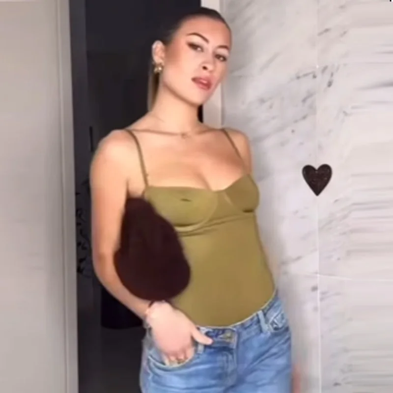 HXAO Slip Body femmes été 2025 femme minceur corps Sexy femmes Rave string haut sans manches tasse dos nu Camisole Body 066