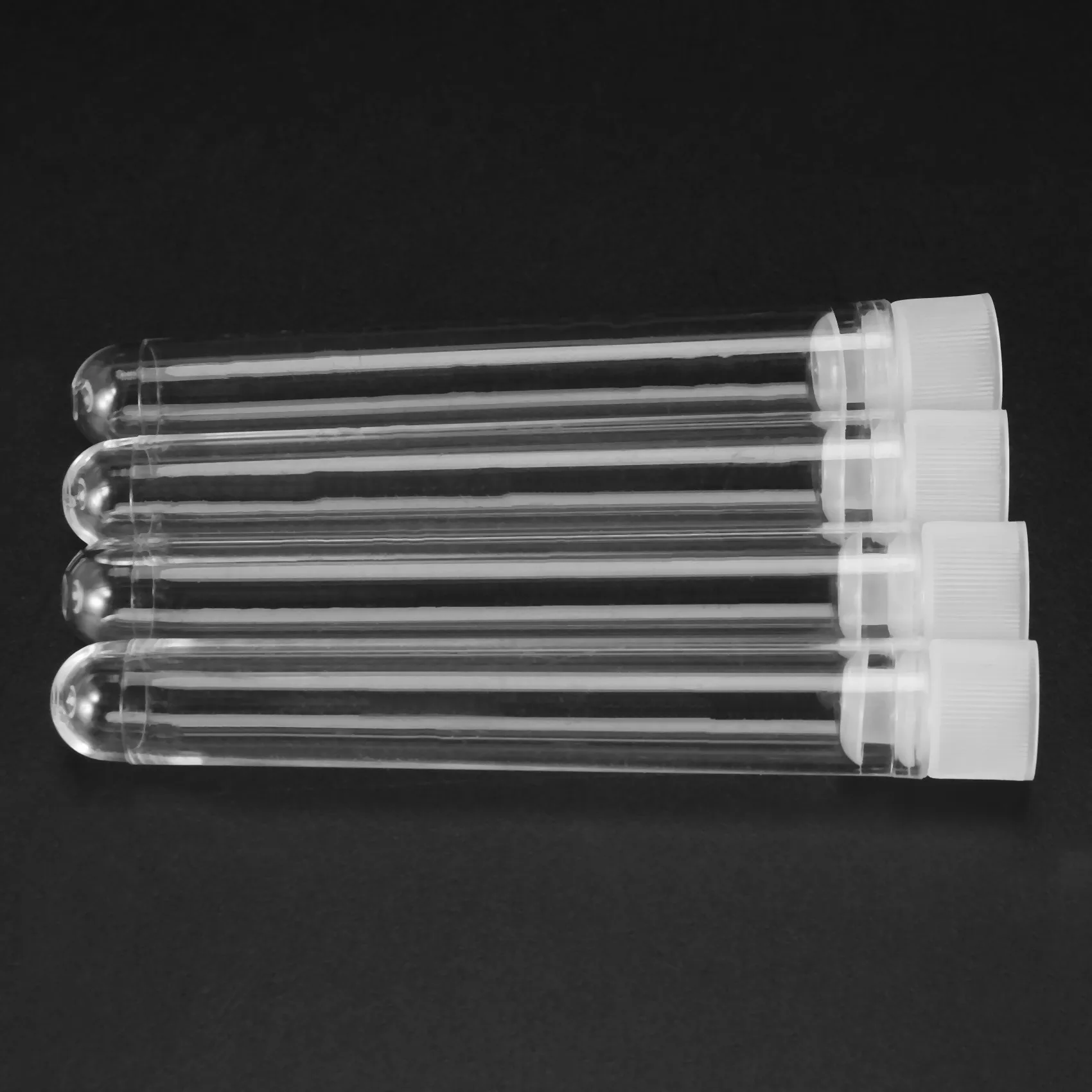 Delicate Texture-500Pcs Clear Plastic Test Tubes With White Screw Caps Sample Containers Bottles Push Caps 12X75mm