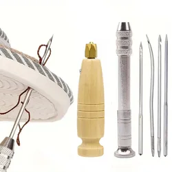 1Set Leather Sewing Awl Set Replaceable Multifunctional Shoes Repair Tool Kit Punch Stitching Needles DIY Sewing Leathercraft