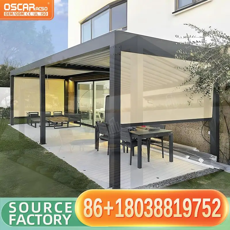 Weather Resistant Aluminum Louvered Roof Pergola Smart Retractable Sunshade Canopy Innovative Patio Shelter Garden Deck Backyard