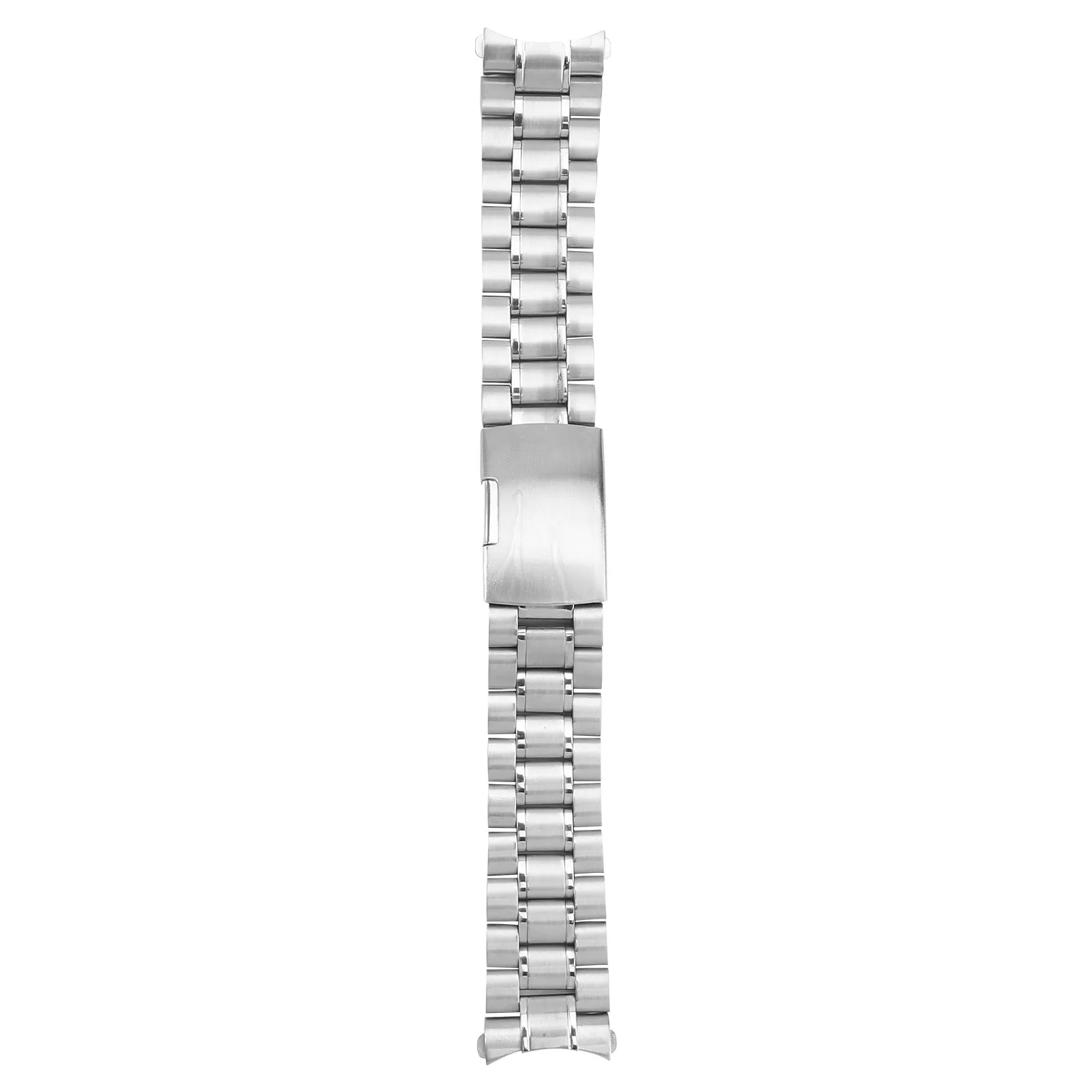 22mm Curved End Watch Band Solid Stainless Steel Silver Replacement Strap 185mm Long 3 Point 5mm Thick