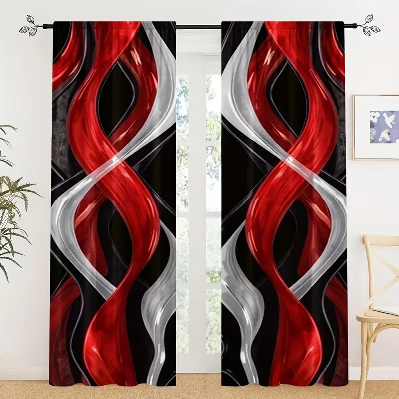 

2 шт. шторы с волнообразным принтом, подходят для спальни, гостиной, кухни, украшения дома, декора окон.