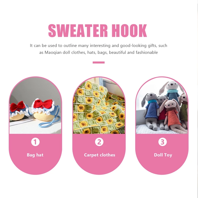 10 قطع من خطافات كروشيه من الدانتيل صغيرة الحجم (0.5-2.75 مم)، مجموعة خطافات كروشيه مريحة مع مقبض ناعم للخيط