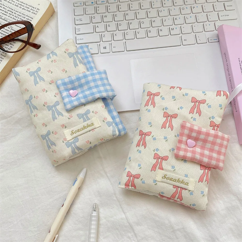 

Portable Cloth Notebook Cover Detachable Bowknot Book Cover Handmade Diary Protective Case for Girls Gift