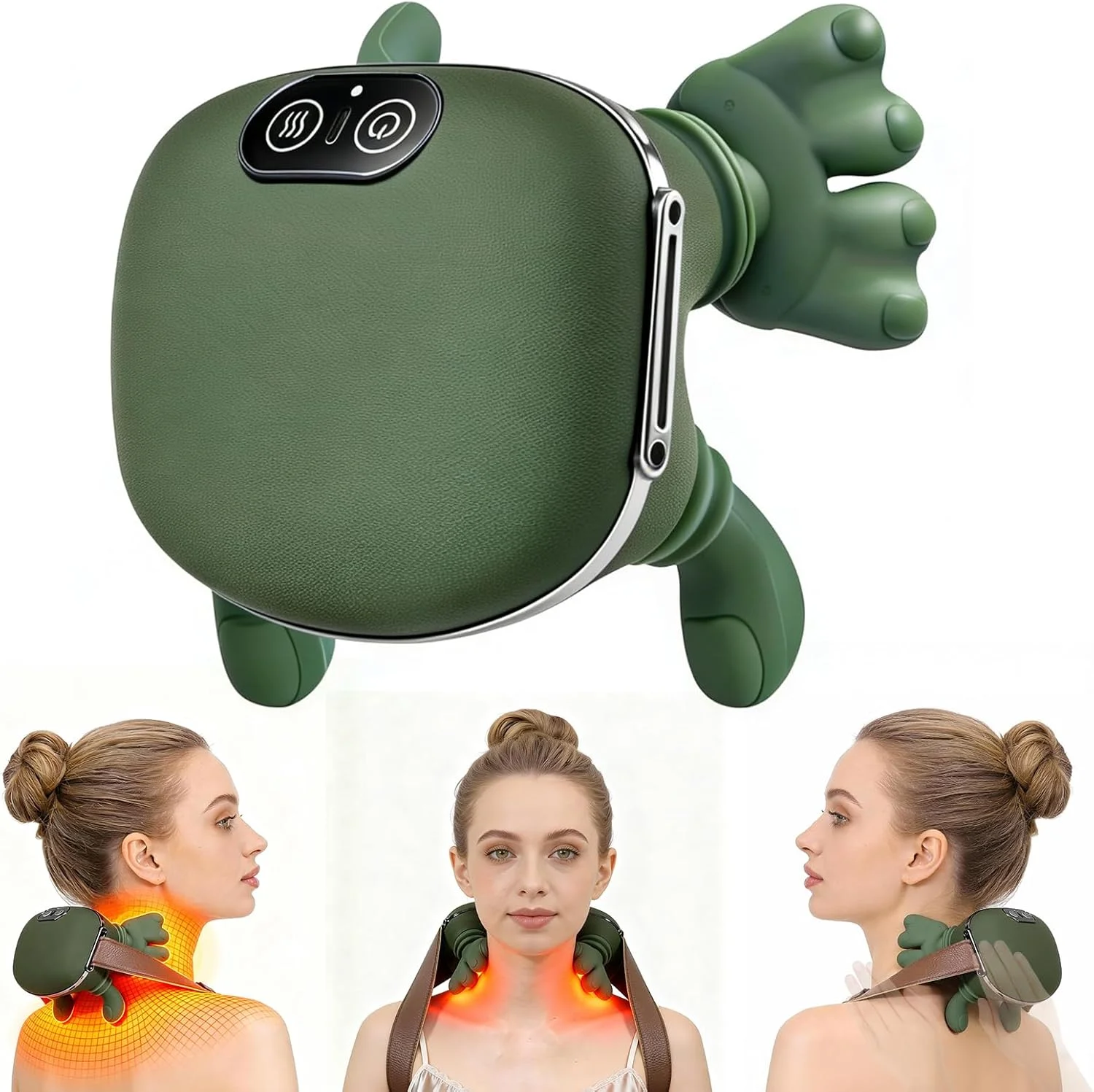 Neck Massager, Back Massager with Heat & 4D Kneading, Shiatsu Deep Tissue Wireless Massager for Shoulder Cervical Pain