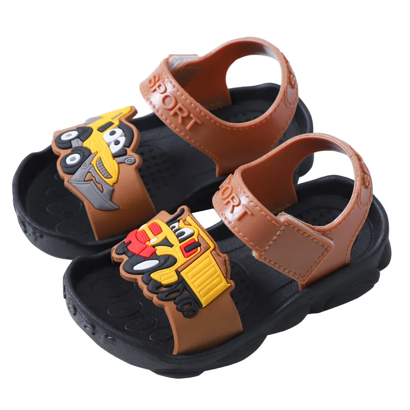 Sandaliassandalias de dibujos animados para niños, zapatos de playa de suela suave para niño, zapatos antideslizantes para caminar para bebé, zapatos planos de dinosaurio para niños, novedad de verano