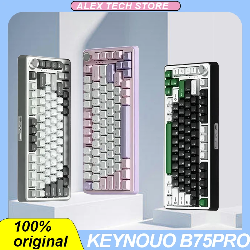 

Keynouo B75pro Mechanical Keyboard Three Mode Bluetooth 2.4g Wireless Rgb Hot-Swap Customized E-Sports Gaming Keyboard Pc Gifts