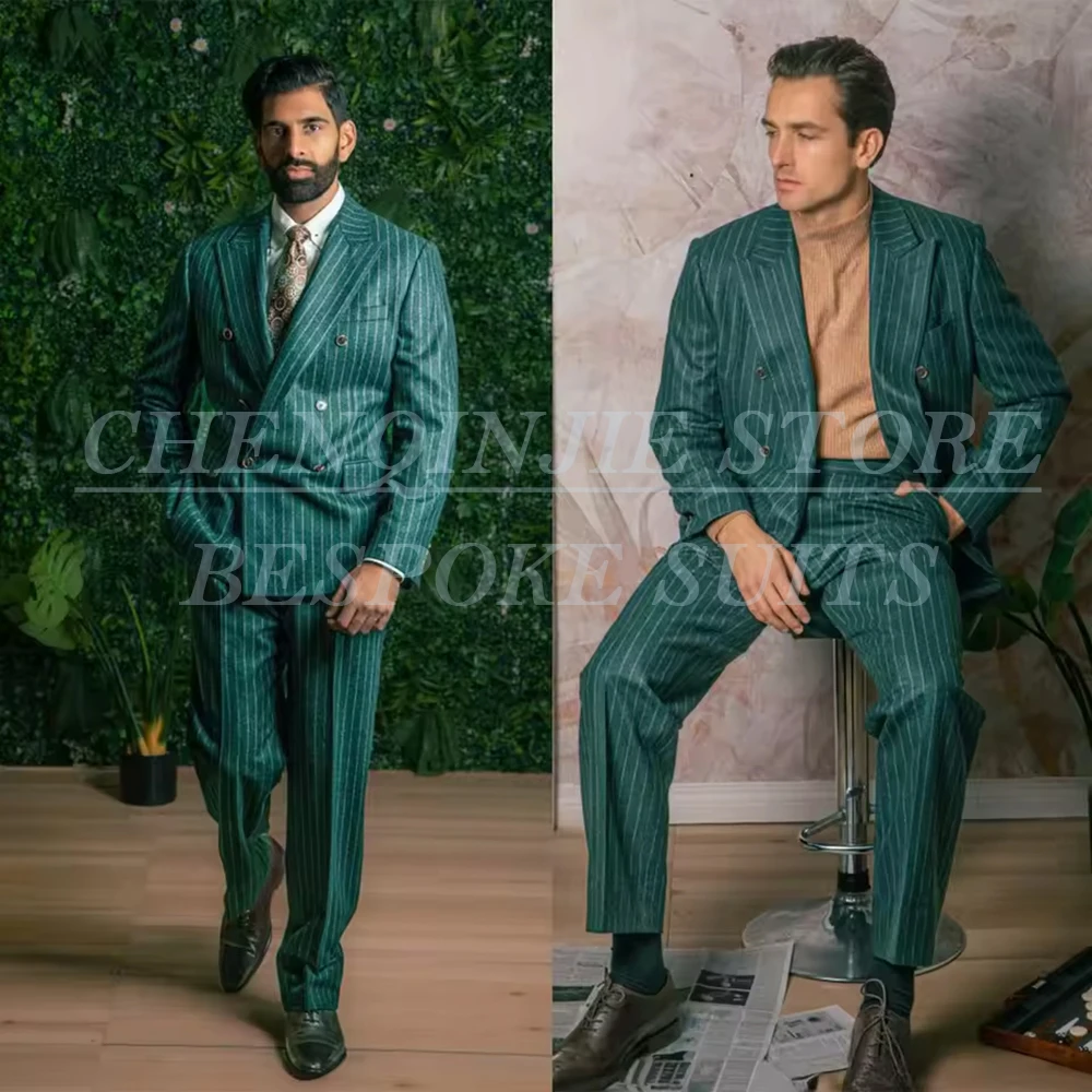 

Luxury Men's Suits 2 Piece Jacket Pants Full Sets Customzied Double Breasted Peak Lapel Regular Length Clothing Luxury Full Sets