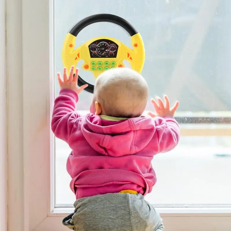 Il pilota dell'auto simula il volante di guida Giocattoli elettrici per bambini con il suono Passeggino educativo musicale per bambini che guidano giocattoli vocali