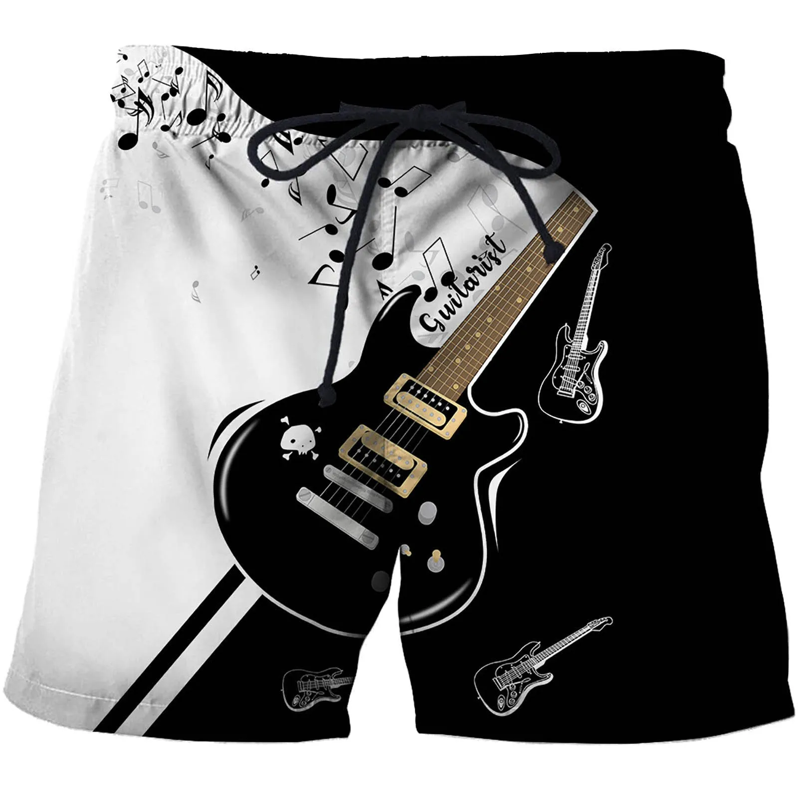 Guitar Mens Beach Suits Casual Beach Shorts Printed Beach Shorts Quick Dry Surfing Swim Trunks Summer Beachwear Pantalones