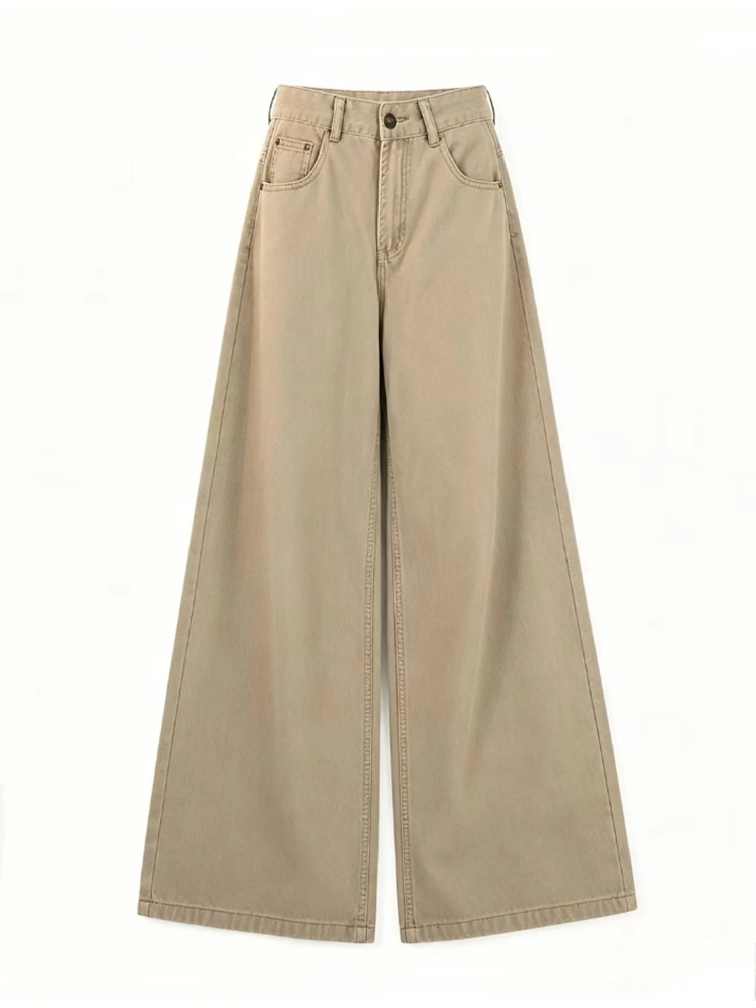 

Women's Khaki Y2k Gyaru Baggy Jeans Vintage Hiphop Grunge Punk Denim Trousers Oversize Straight Wide Leg Denim Pants Summer 2026