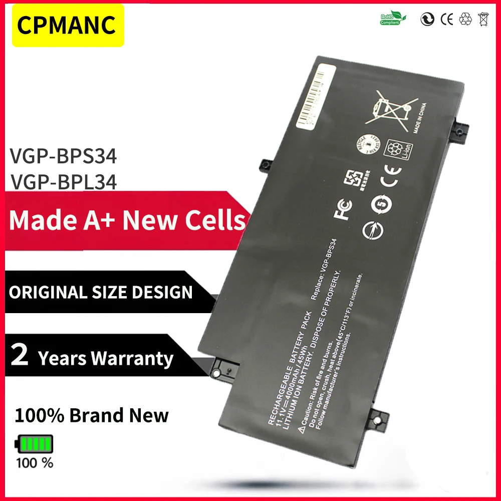 

CPMANC VGP-BPS34 VGP-BPL34 Battery For SONY Vaio Fit 15 SVF15A SVF14A Series SVF15A1ACXB SVF15A1AC XS SVF14A SVF14AC1QU