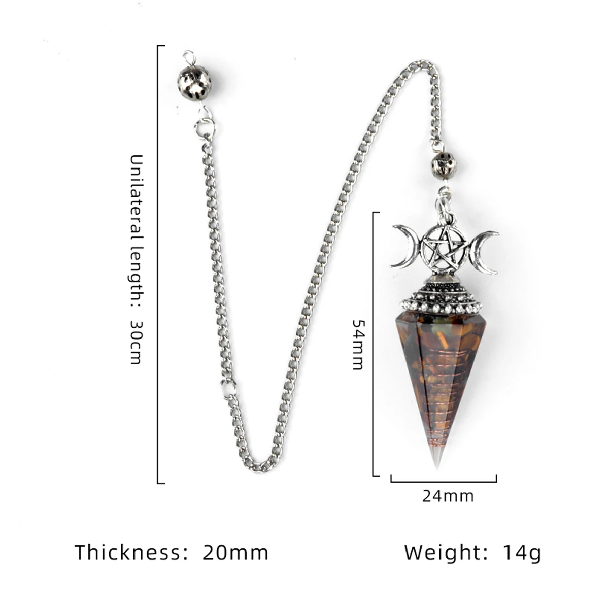 Three Phases Moon Colorful Crushed Stone Resin Amethysts Rose Quartz Hexagonal Cone Pendulum Chakra Pendant DIYJewelry Accessory
