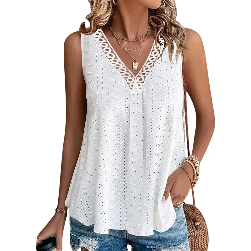 Thorn Tree Women Loose Tank Tops Solid Color V Neck Sleeveless Summer Aesthetic Basic Vest for Streetwear 2024