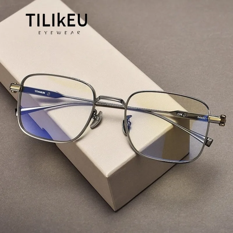 

Vintage Pure Titanium Eyeglasses Frames Men High Quality Square Big Face Prescription Full Frame Japanese Brand Designer Eyewear