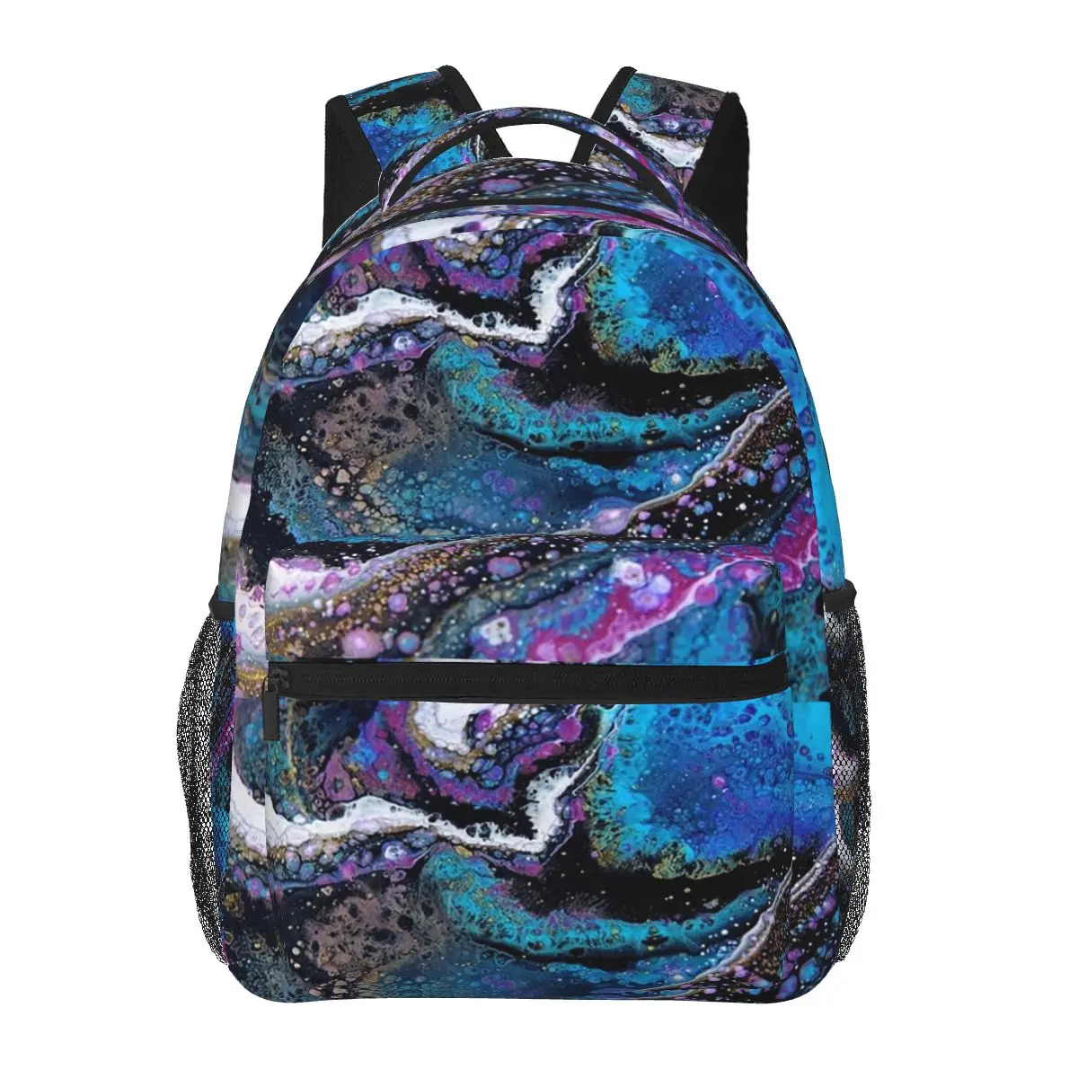 Acrylic Pour Abstract Merchandise Backpacks Boys Girls Bookbag Students School Bags Kids Rucksack Shoulder Bag Large Capacity