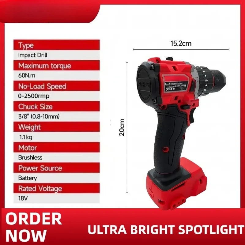 150N.m Pequeno Furadeira Elétrica sem escova Furadeira de Impacto Sem Fio da Equipe de Decoração de Energia utiliza Ferramenta Para Bateria Milwaukee