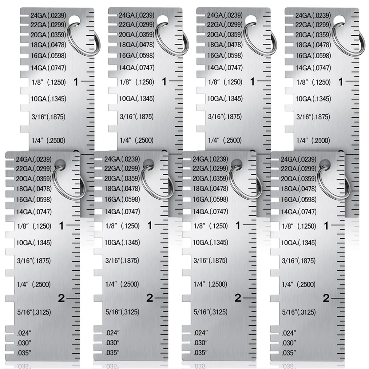 

Metal Sheet Thickness Gauge, 8 Pack Stainless Steel Wire Gauge Size Inspection Tool Welding Tool Accessories