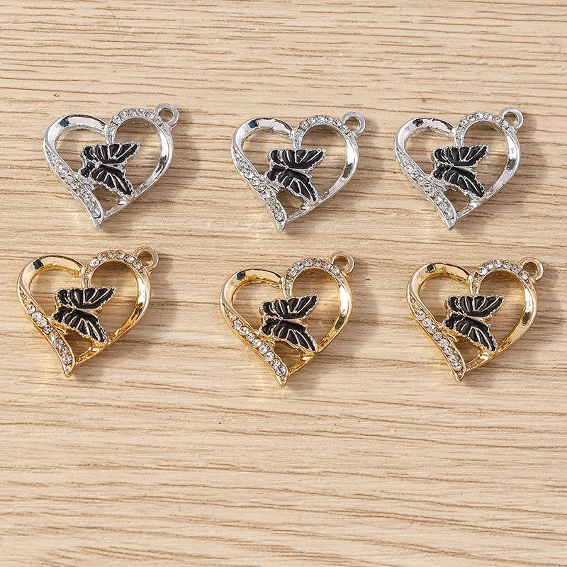 Tusember 10 Stück Anhänger in Gold- und Silberfarbe mit klaren Kristall-Schmetterlingsanhängern für die Schmuckherstellung, modische Ohrringe und Halsketten für Damen. – Detail 19